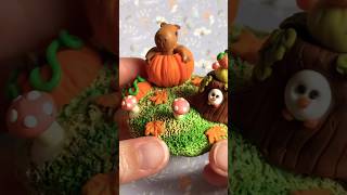 Scènette d’automne en pâte polymère #fimocreations #polymerclay #capybara #diy #autumn