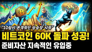 비트코인 60K 돌파! 암호화폐 준비자금 유입중! 대상승장을 알리는 신호탄! 비트코인 전망 호재 분석