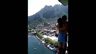 Bungee Jumping With Rope In Beautiful Place