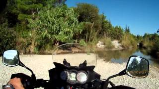 V STROM ON-OFF extreme riding hard tarmac and lake Rhodes-Greece