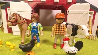 PLAYMOBIL Barn with Silo horse farm 222pc assembly and playing for kids I How to make farm fun toys