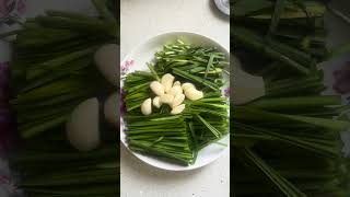 chives and garlic sauce with salt and oil