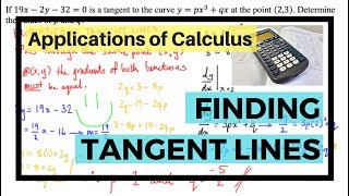 Applications of Calculus - Finding Unknowns Using Properties of Tangent Lines