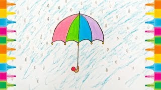 How to Draw A Umbrella for Kid very easy step by step