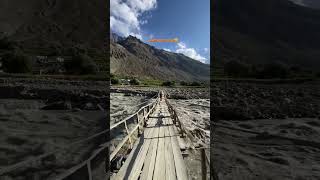 River crossing  Bridge 😱 #Siachenvalley #woodenbridge #yoyosarkarvlog #shorts