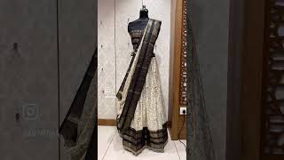 Cream and Black Semi-Stitched Half/Saree Sets Price: ₹1999 7483870068 #halfsaree #semistitched