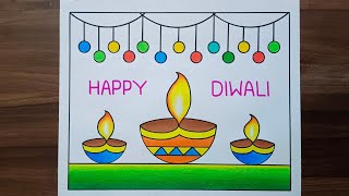 Diwali Drawing / Diwali Drawing Easy / Happy Diwali Drawing / Diwali Festival Drawing / Diwali Diya