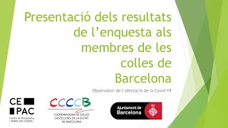 Presentació Resultats de l'Enquesta a les castelleres i els castellers de la ciutat de Barcelona