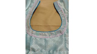 Easy neckline embroidery/Hand embroidery on stitched blouse- Leisha's Galaxy embroidery.