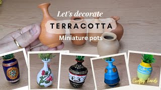 Tiny Pottery: Decorating Mini Terracotta Pots or vase | Crafty hands