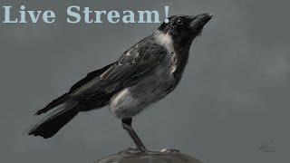 Painting a Crow in Live Stream in Photoshop!