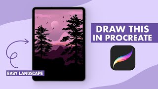 Draw With Me - Easy Landscape Drawing Tutorial -  Procreate Tutorial With Free Brushes⭐️