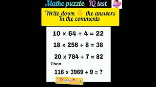 Math puzzle#math#maths#iq#puzzle#shorts#ssc#ossc#reasoning#mathematics#mts#short#quiz#studywithkoko