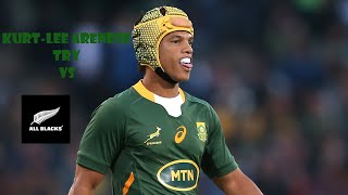 Kurt-Lee Arendse first try against All Blacks