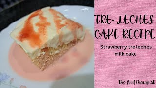 Trending Tres Leches cake recipe| strawberry flavour milk cake recipe #treslechescake