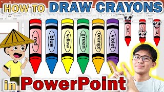 HOW TO DRAW CRAYON CLIP ARTS IN POWERPOINT | CRAYONS