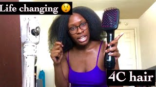 😲Revlon one step hair dryer and style Review on 4c hair | Hair dryer brush