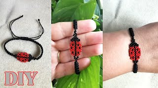 🐞Bransoletka pleciona z Biedronką z koralików  | DIY Tutorial | Braided bracelet with a Ladybug