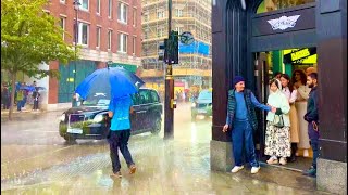 London TORRENTIAL RAIN and THUNDERSTORMS compilation 🇬🇧 Best Summer Heavy Rain Walks [4K HDR]