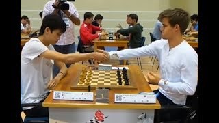 SHOCKING BLUNDER THE QUEEN!! Lu Shanglei Vs Magnus Carlsen - Blitz Chess 2014