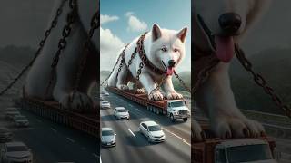 Gigantic White Wolf on High way .What happened next? #ai #cat #animals #viralvideo