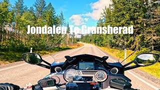 Riding a fun and curvy road on a K1600GT, from Jondalen to Gransherad in Norway