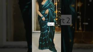 Part 2 - Peacock green Satin saree with Black silk Blouse | How to drape a saree? #sareehaul