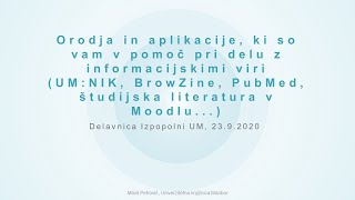 Orodja in aplikacije za delo z informacijskimi viri