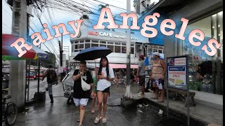 Rainy Friday Walk in Angeles City: Umbrella Tour Through the Streets!