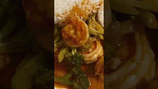 TONIGHT DINNER rice shrimp broccoli  quick and easy