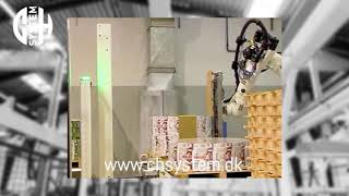 Robot applying side protection on pallet by CH System