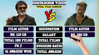 Superstar Rajnikanth Vs Thalapathy Vijay Comparison video 2023|Biography|Leo|Hits and Flops| Awards|