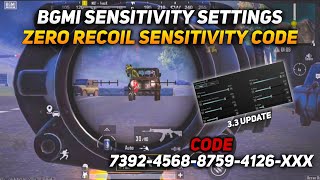 NEW UPDATE 3.3 BEST ZERO ROCOIL SENSITIVITY CODE + CONTROL SETTINGS PUBG / BGMI 2024 ⚡