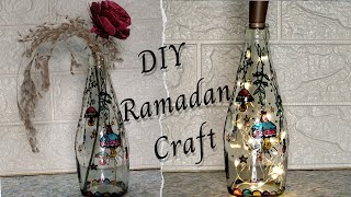 Ramadan Decor DIY/ Ramadan Craft/ Empty glass bottle diy / Easy Ramadan Decoration Ideas #homemitra