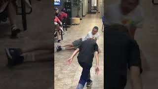 Landon and Tim break dancing