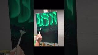 Northern lights Bob Ross style #painting #art #artist #artshorts #fun #short #aurora #green #lights