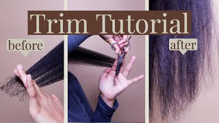 Trim tutorial on blowed out hair| natural hair | 4a 4b 4c