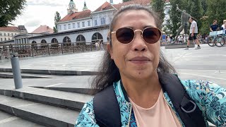 Walking tour in Ljubljana dragon bridge and market Slovenia