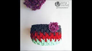 آموزش بافت سبد با تریکو . how to crochet basket