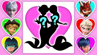 Wrong Love Couple Mermaids Miraculous Ladybug Cat Noir Elsa Anna Jack Frost Wrong Heads Puzzles