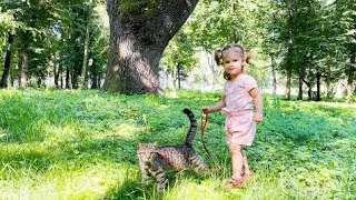 Cute Baby Zlata with her Friend Kitty Walking Together [CUTENESS OVERLOAD] 🥰