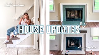 WEEK 1 + 2 HOUSE UPDATES! DIY Fireplace, closet makeovers, + new paint!!