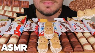 ASMR KINDER CHOCOLATE CANDY BARS PARTY MUKBANG *Kinder Bueno, Kinder Happy Hippo, Kinder Maxi King