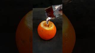 molten aluminium vs orange #shorts #satisfying #experiment #aluminium #molten