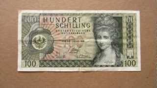 100 Austrian Schilling Banknote (Hundred Austrian Schilling / 1969), Obverse & Reverse