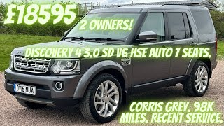 Land Rover Discovery 4 3.0 SD V6 HSE Auto 4WD. Corris Grey Metallic. 2 Owners.