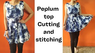 Stylish Box Plated Top Cutting and Stitching | Peplum Top Cutting & Stitching | DIY Peplum Top