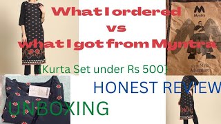 What I Ordered Vs What I Got from Myntra (Kurta Set Under Rs 500 ) #unboxing #review #myntra #viral