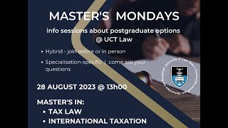 Tax Law and International Taxation Master's Programmes at UCT Law