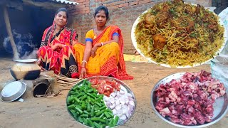 Indian tribe family making CHICKEN BRIYANI and eating together || how to cook chicken briyani